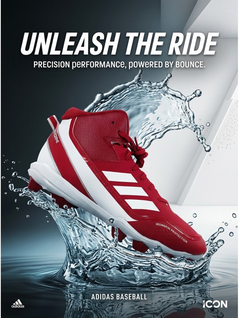NWT adidas Icon 7 Mid MD Baseball Cleats Men's 14 Red White S23921 Molded